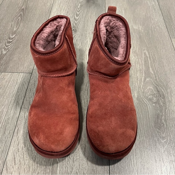 UGG Suede Swarovski Crystal Embellishments Mini Burgundy Sparkle Boots - Picture 9 of 10